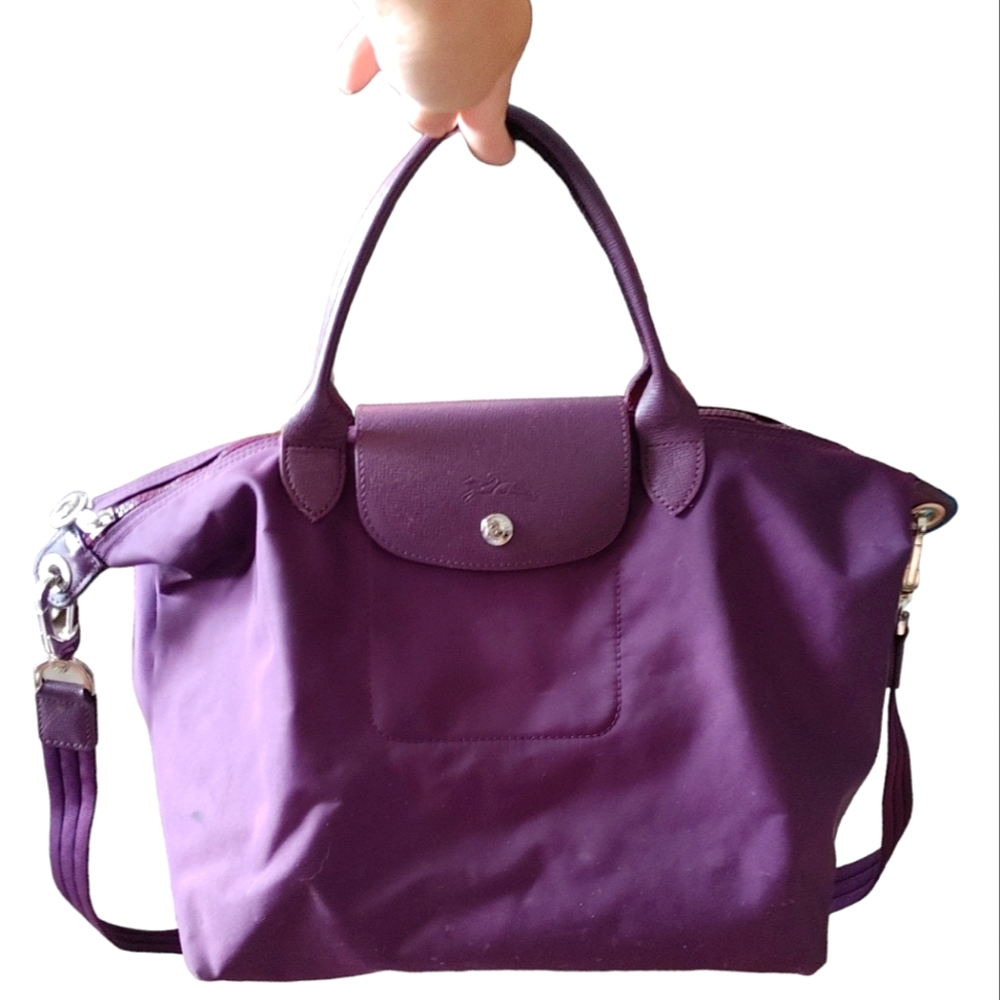 Longchamp Purple Le Pliage Tote Crossbody Bag